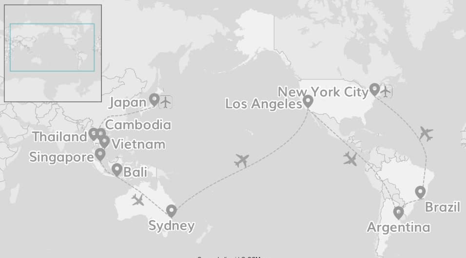 All around the world: Ten countries, four continents, one trip